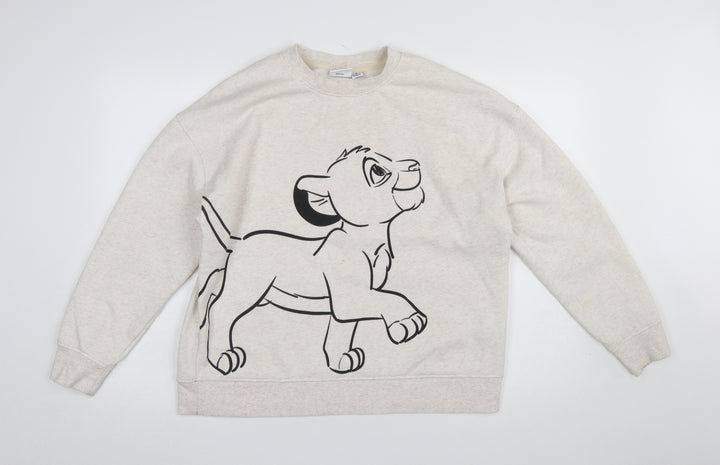 Disney Women Beige Lion King Simba Graphic Pullover Sweatshirt M
