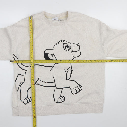 Disney Women Beige Lion King Simba Graphic Pullover Sweatshirt M