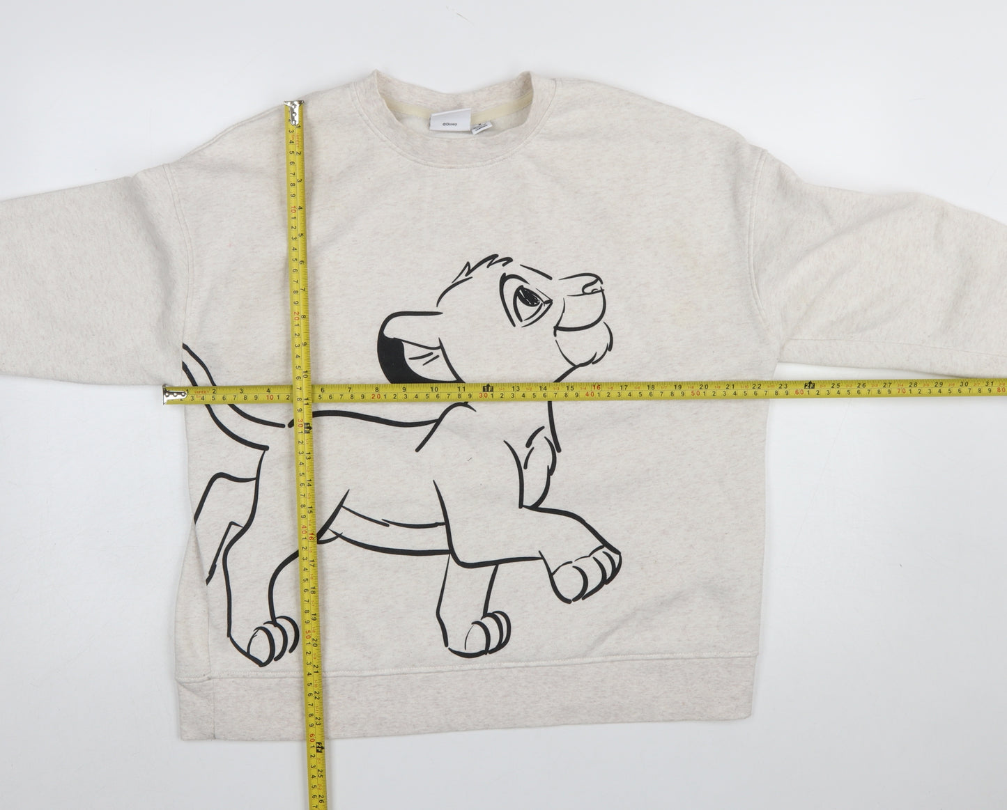 Disney Women Beige Lion King Simba Graphic Pullover Sweatshirt M