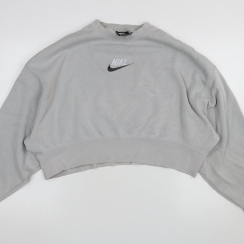 Nike Women Grey XS Loose Fit Crew Neck Sweatshirt Pullover