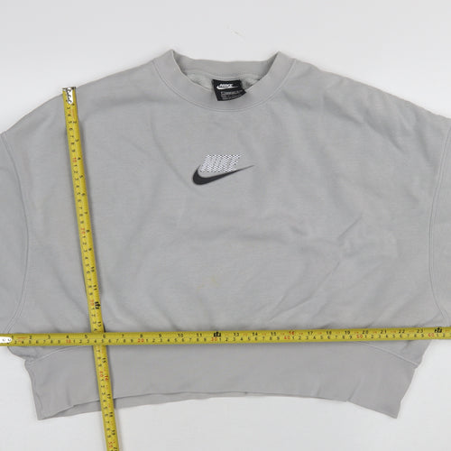 Nike Women Grey XS Loose Fit Crew Neck Sweatshirt Pullover