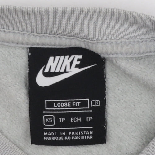 Nike Women Grey XS Loose Fit Crew Neck Sweatshirt Pullover