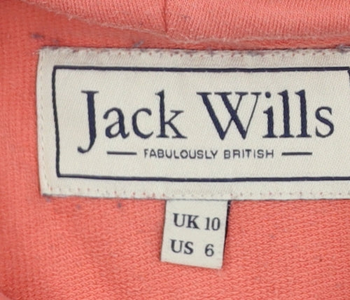 Jack Wills Women's Pink Pullover Hoodie UK 10 100% Cotton