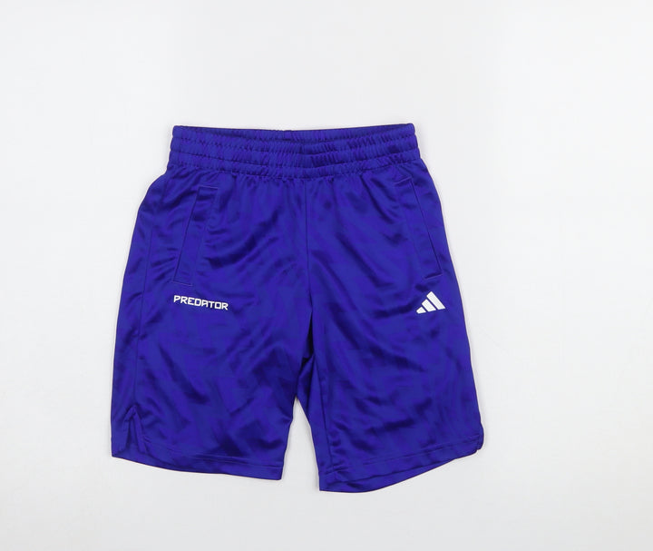 Adidas Boys Blue Predator Athletic Football Shorts 9-10 Years