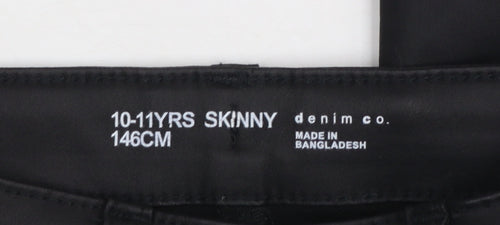 Denim Co. Girls Black Skinny Jeans 10-11 Years Stretch Viscose Blend