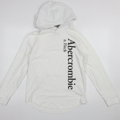 Abercrombie & Fitch Women's White XS Pullover Hoodie Cotton Long Sleeve