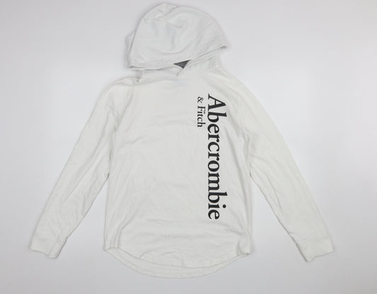 Abercrombie & Fitch Women's White XS Pullover Hoodie Cotton Long Sleeve