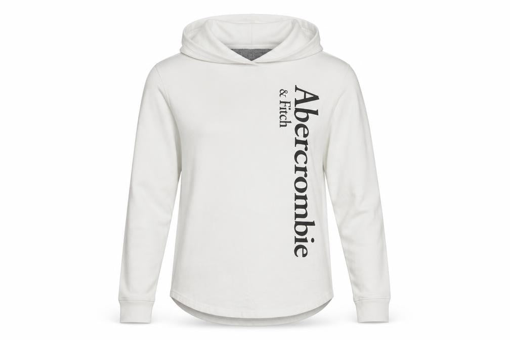 Abercrombie & Fitch Women's White XS Pullover Hoodie Cotton Long Sleeve