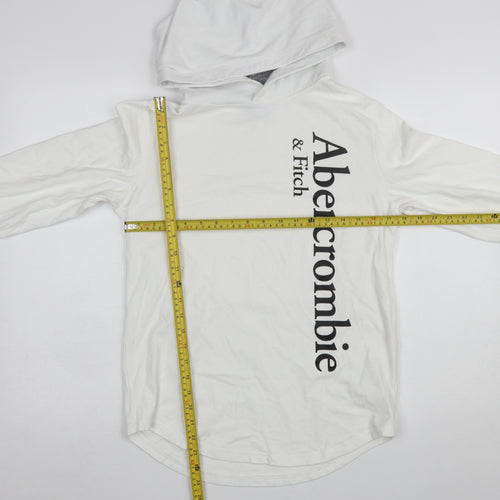 Abercrombie & Fitch Women's White XS Pullover Hoodie Cotton Long Sleeve