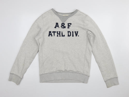 Abercrombie & Fitch Men's Grey Logo Pullover Sweatshirt Size M