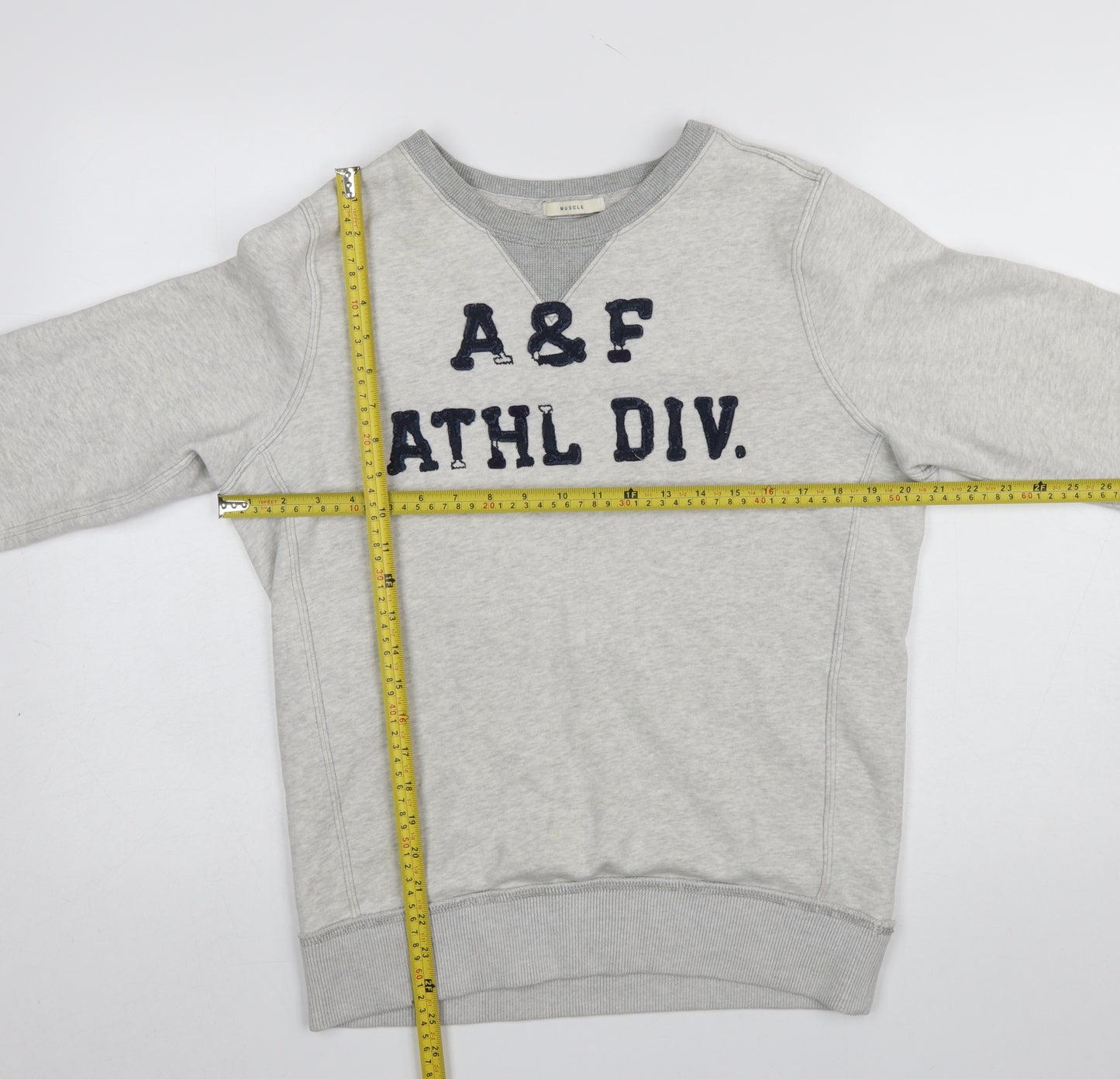 Abercrombie & Fitch Men's Grey Logo Pullover Sweatshirt Size M