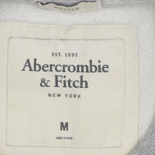 Abercrombie & Fitch Men's Grey Logo Pullover Sweatshirt Size M