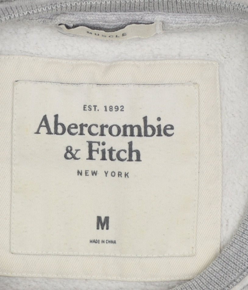 Abercrombie & Fitch Men's Grey Logo Pullover Sweatshirt Size M