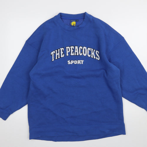 Peacocks Sport Blue Cotton Blend Women's Pullover Sweatshirt L