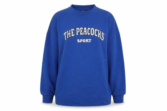 Front view of Peacocks Sport Blue Cotton Blend Women's Pullover Sweatshirt L