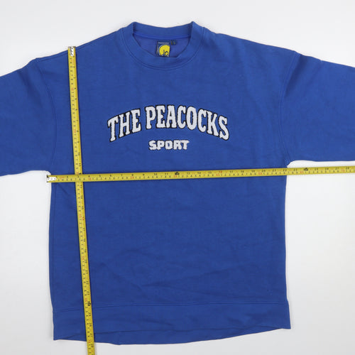 Peacocks Sport Blue Cotton Blend Women's Pullover Sweatshirt L