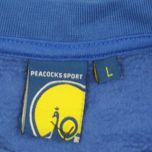 Peacocks Sport Blue Cotton Blend Women's Pullover Sweatshirt L