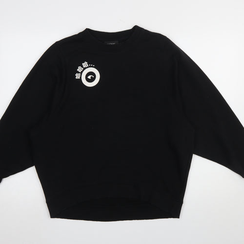 Monki Women's Black Cotton Pullover Sweatshirt Size S Relaxed Fit