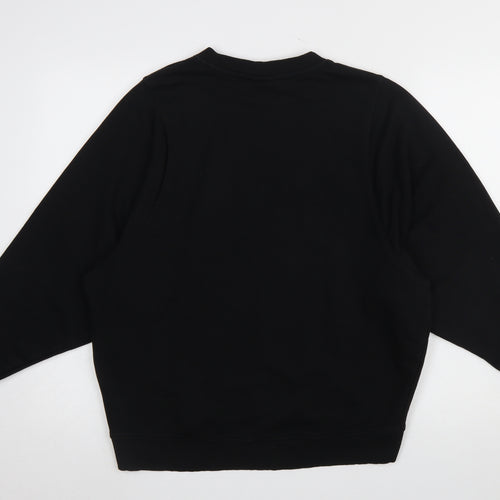 Monki Women's Black Cotton Pullover Sweatshirt Size S Relaxed Fit