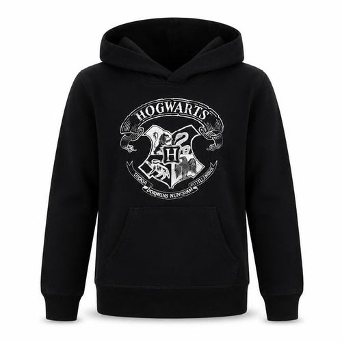 H&M Girls Black Hogwarts Hoodie 9-10 Years Pullover Cotton Blend