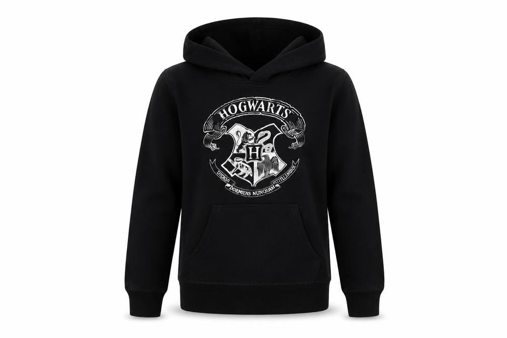 H&M Girls Black Hogwarts Hoodie 9-10 Years Pullover Cotton Blend