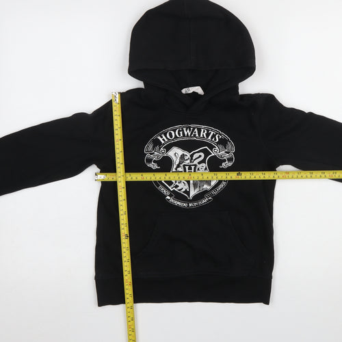 H&M Girls Black Hogwarts Hoodie 9-10 Years Pullover Cotton Blend