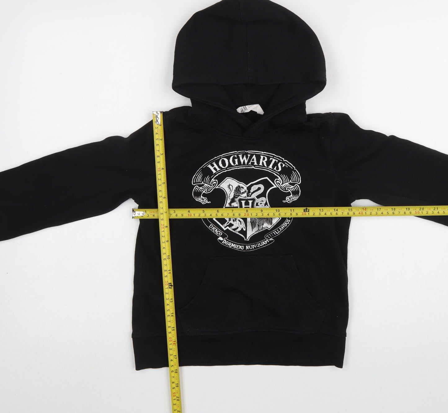 H&M Girls Black Hogwarts Hoodie 9-10 Years Pullover Cotton Blend