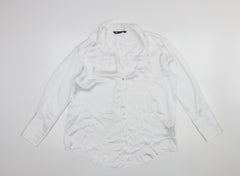 Zara Women White Long Sleeve Button-Up Blouse Size S Classic Style