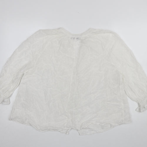Zara Women White Polyester Chiffon Button Tunic Blouse Size 12
