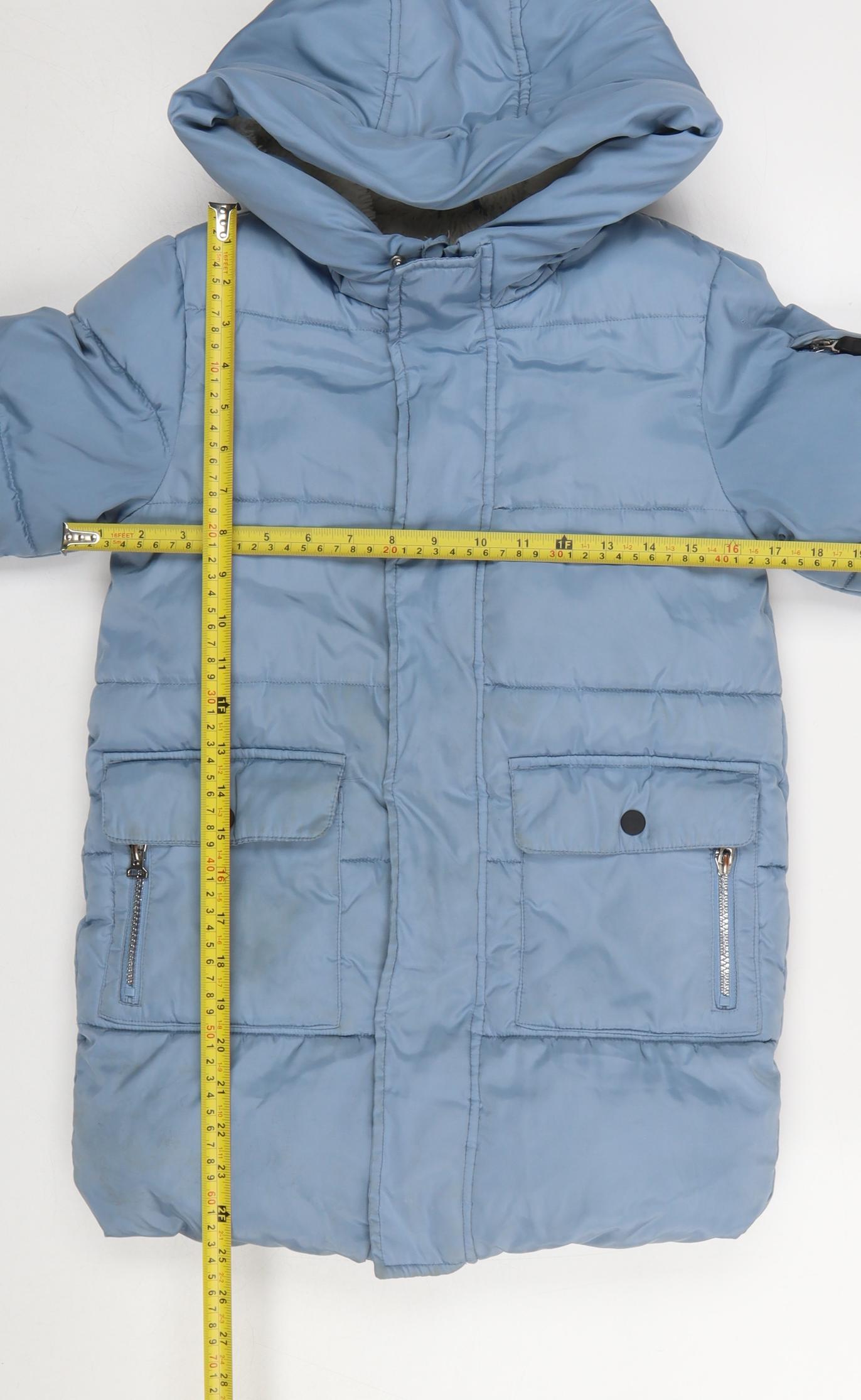 Marks and Spencer Girls Blue Hooded Puffer Coat 7-8 Years Winter Jacket
