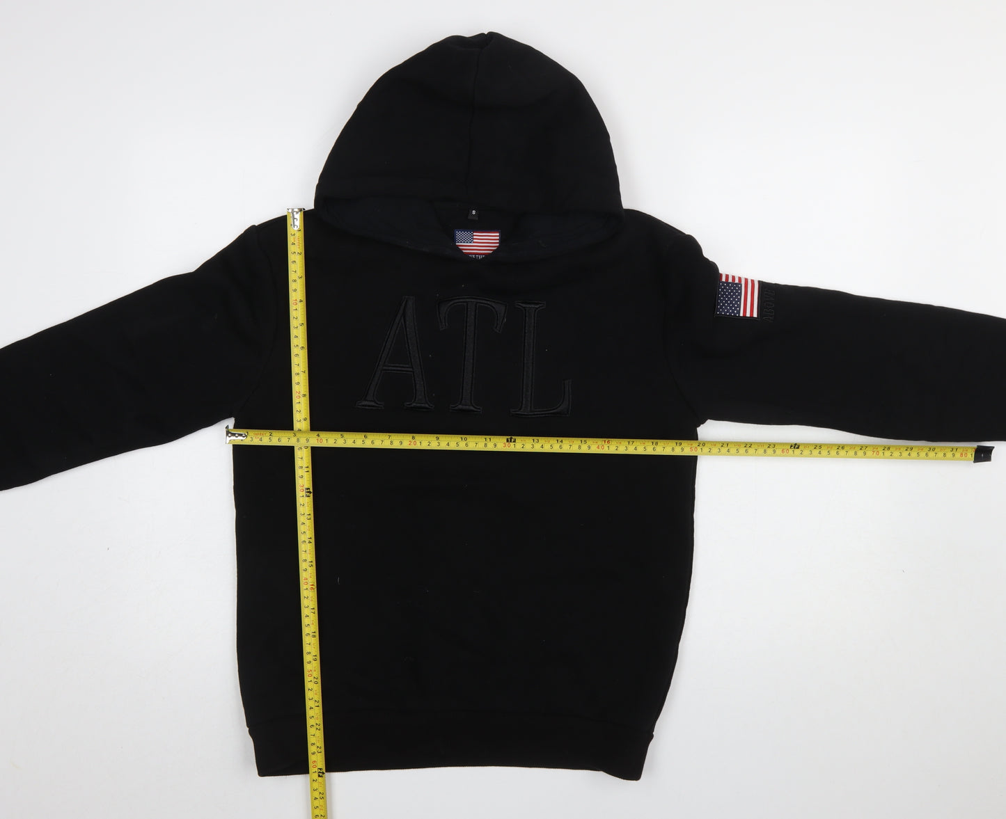 Above The Law Men's Black Pullover Hoodie Size S Embroidered USA Flag