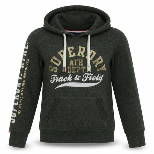 Superdry Women’s Green Pullover Hoodie UK 8 Track & Field Logo