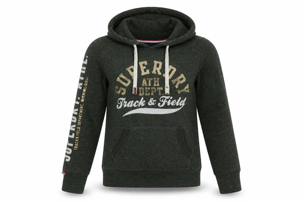 Superdry Women’s Green Pullover Hoodie UK 8 Track & Field Logo