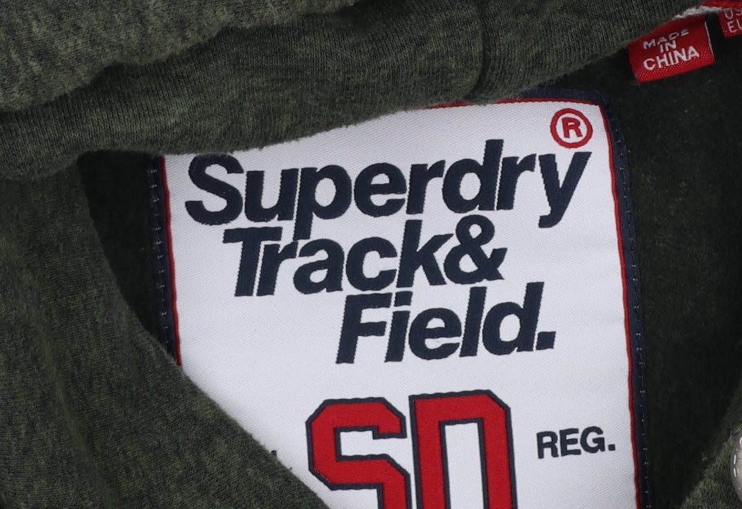 Superdry Women’s Green Pullover Hoodie UK 8 Track & Field Logo