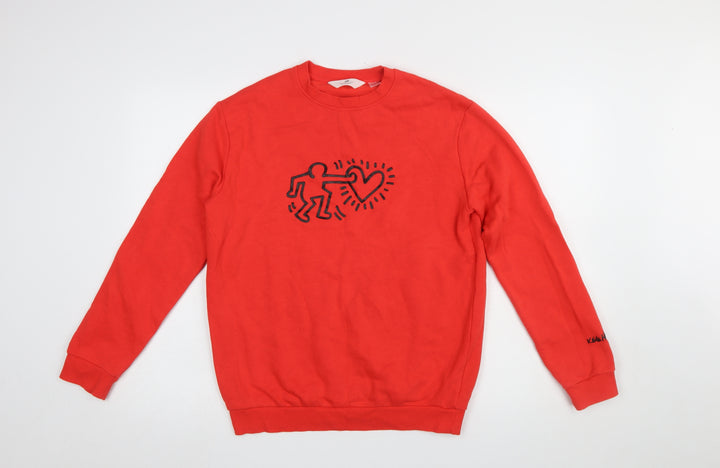 H&M Girls Red Keith Haring Graphic Cotton Sweatshirt 14-15 Years