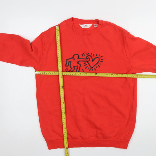 H&M Girls Red Keith Haring Graphic Cotton Sweatshirt 14-15 Years