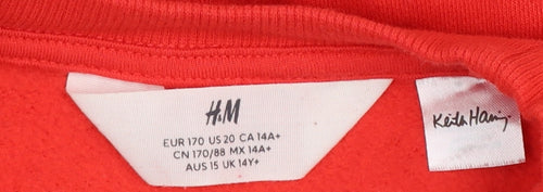 H&M Girls Red Keith Haring Graphic Cotton Sweatshirt 14-15 Years