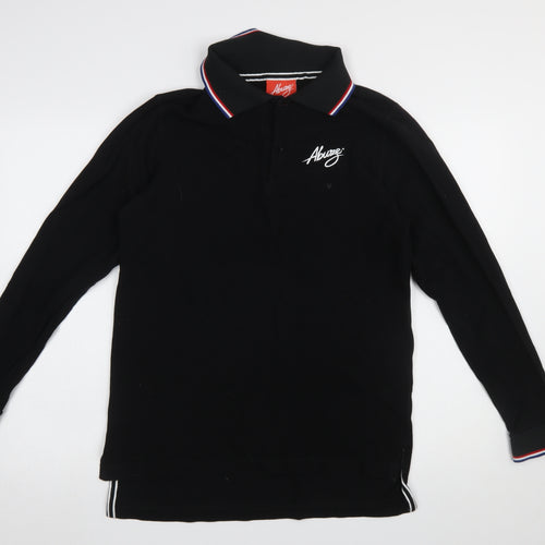 Abuze London Men's Black Long Sleeve Polo Shirt Size S