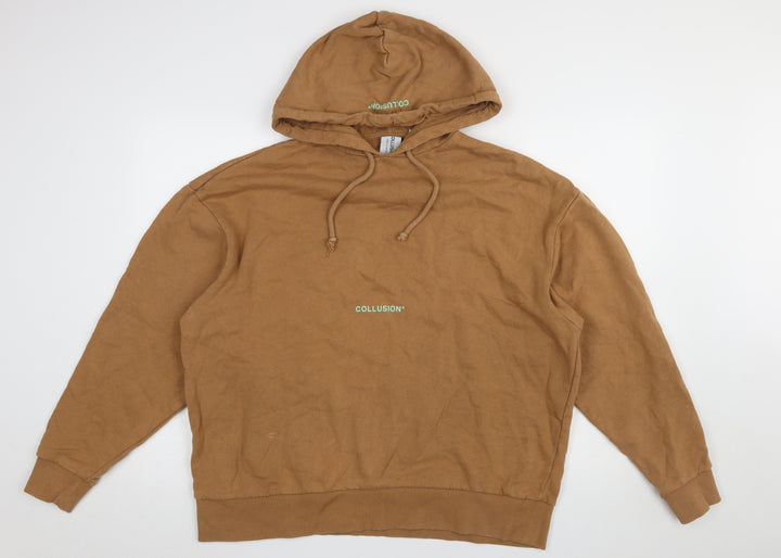 Collusion Women’s Brown Pullover Hoodie UK 8 Cotton Casual Sweatshirt
