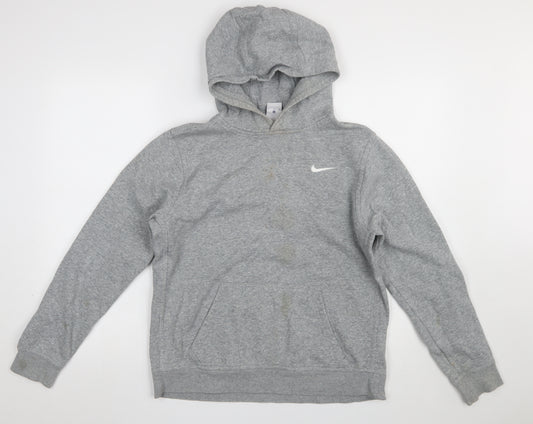 Nike Boys Grey Pullover Hoodie XL 13-15 Years Cotton Fleece Sweatshirt