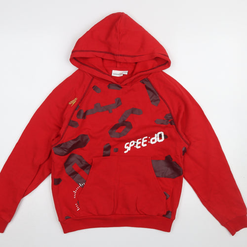 Speedo Boys Red Pullover Hoodie 10-12 Years Cotton Graphic Print