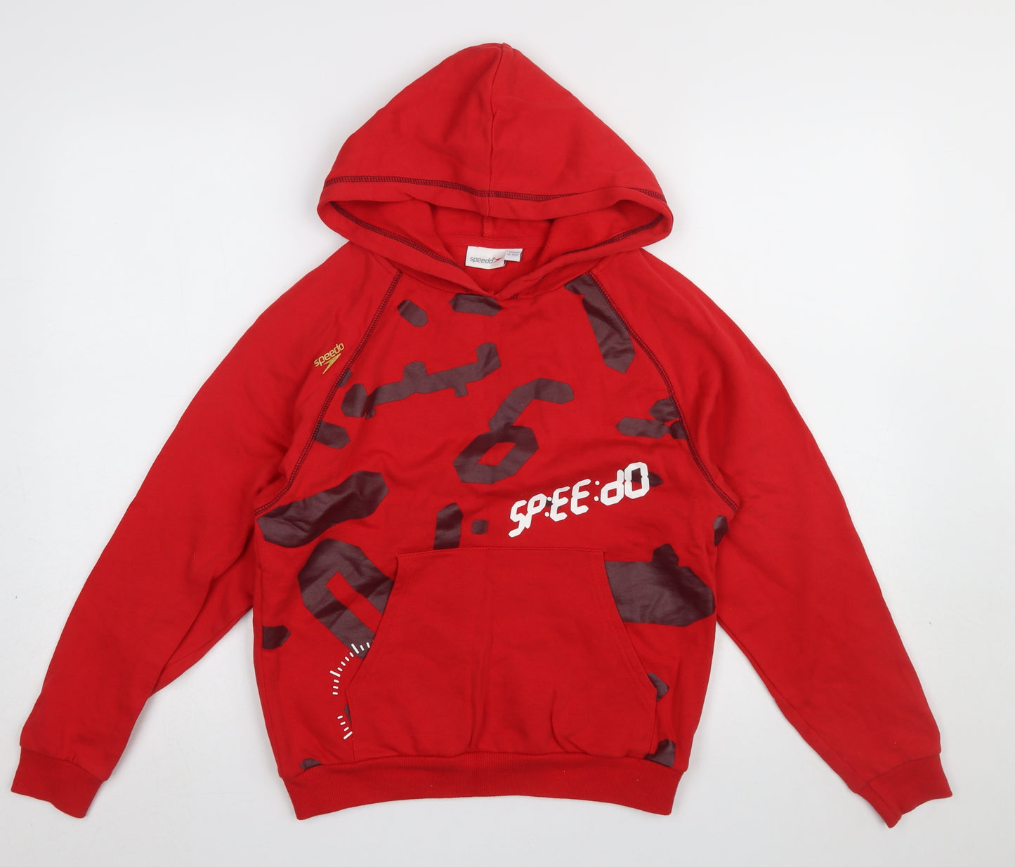 Speedo Boys Red Pullover Hoodie 10-12 Years Cotton Graphic Print