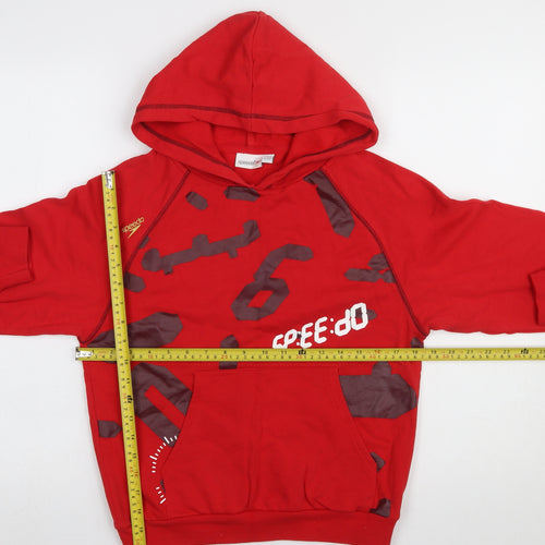 Speedo Boys Red Pullover Hoodie 10-12 Years Cotton Graphic Print