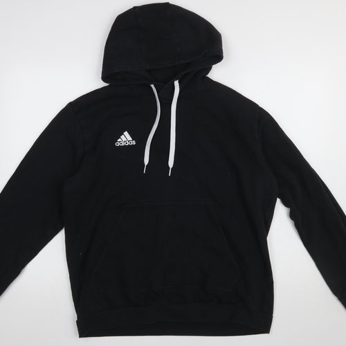 Adidas Men's Black Pullover Hoodie L Fleece Logo Sportswear