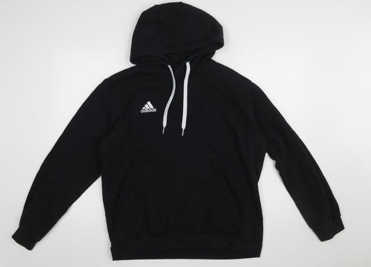 Adidas Men's Black Pullover Hoodie L Fleece Logo Sportswear