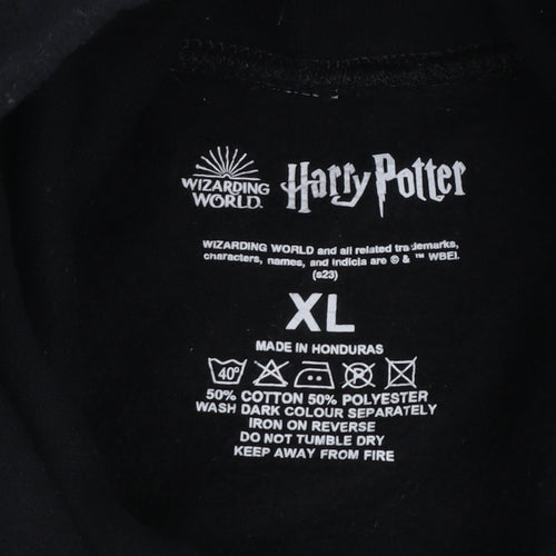 Harry Potter Boys Black Hogwarts Pullover Hoodie XL Cotton Blend