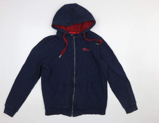 BMW Motorrad Men's Blue Full Zip Hoodie M Cotton Motorcycle Logo