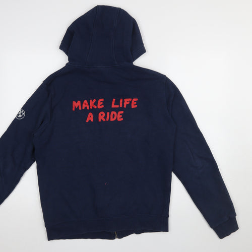 BMW Motorrad Men's Blue Full Zip Hoodie M Cotton Motorcycle Logo