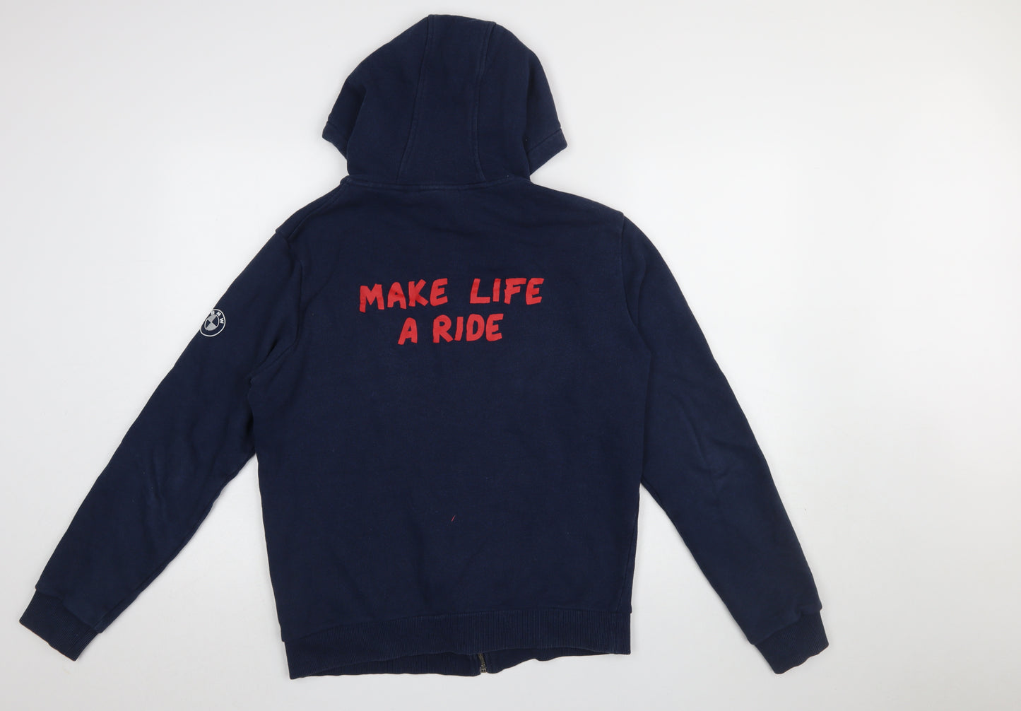 BMW Motorrad Men's Blue Full Zip Hoodie M Cotton Motorcycle Logo