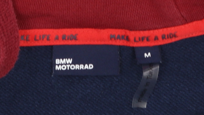 BMW Motorrad Men's Blue Full Zip Hoodie M Cotton Motorcycle Logo
